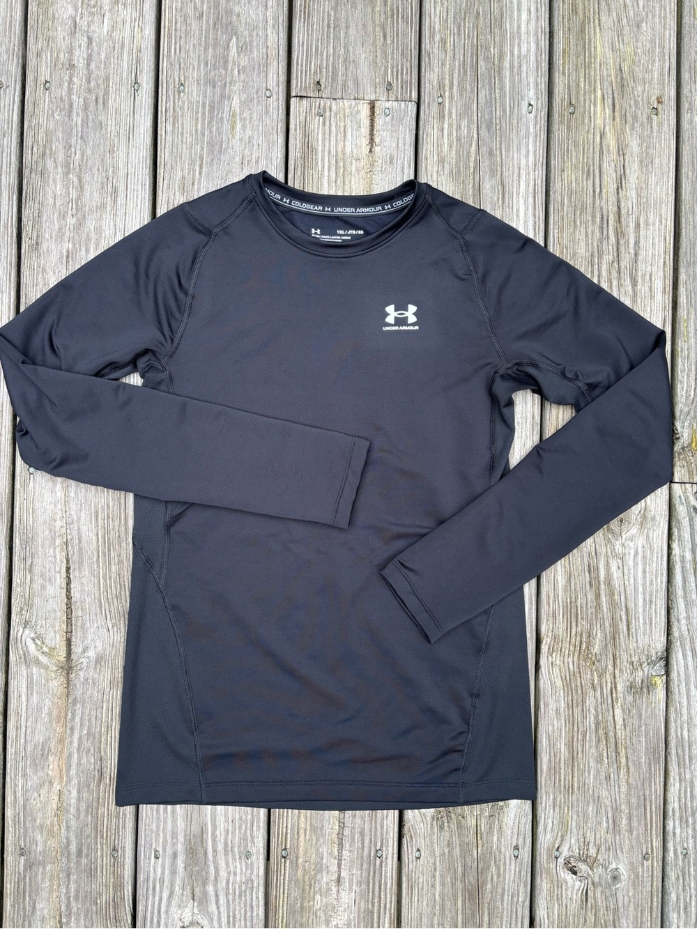 Black Under Armour Boys ColdGear Compression Shirt Base Layer Outdoor Youth XL